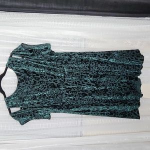 Torrid Hunter Green Leopard Print Velvet Cold Shoulder Skater Dress Sz4xl